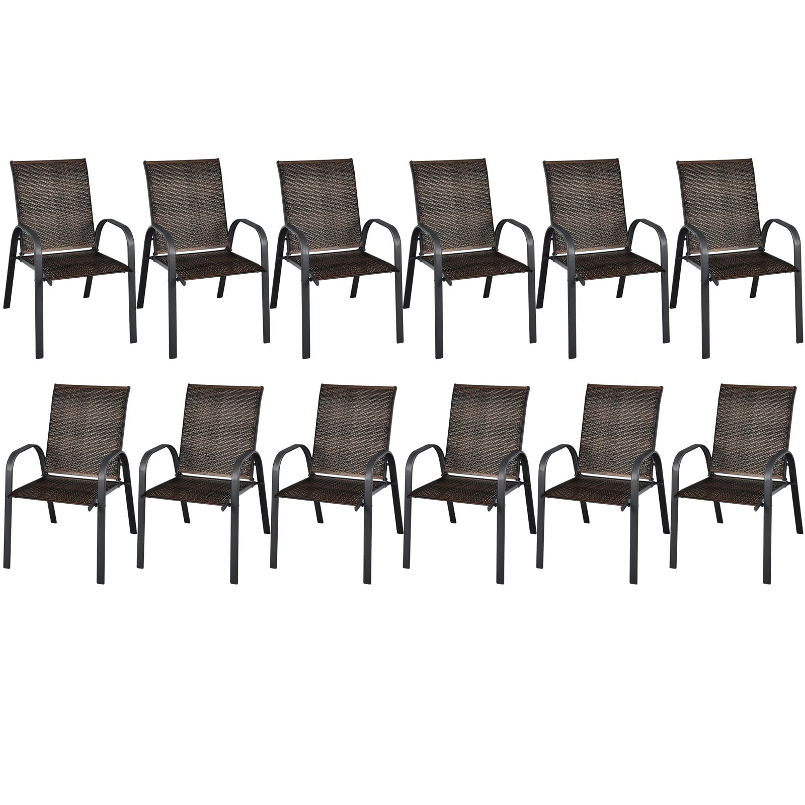 Tangkula Outdoor PE Wicker Stackable Chairs