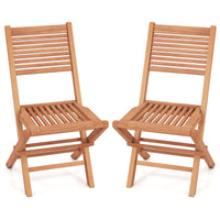 Tangkula Teak Wood Folding Patio Chairs Set of 2/4 ( Slatted Back )