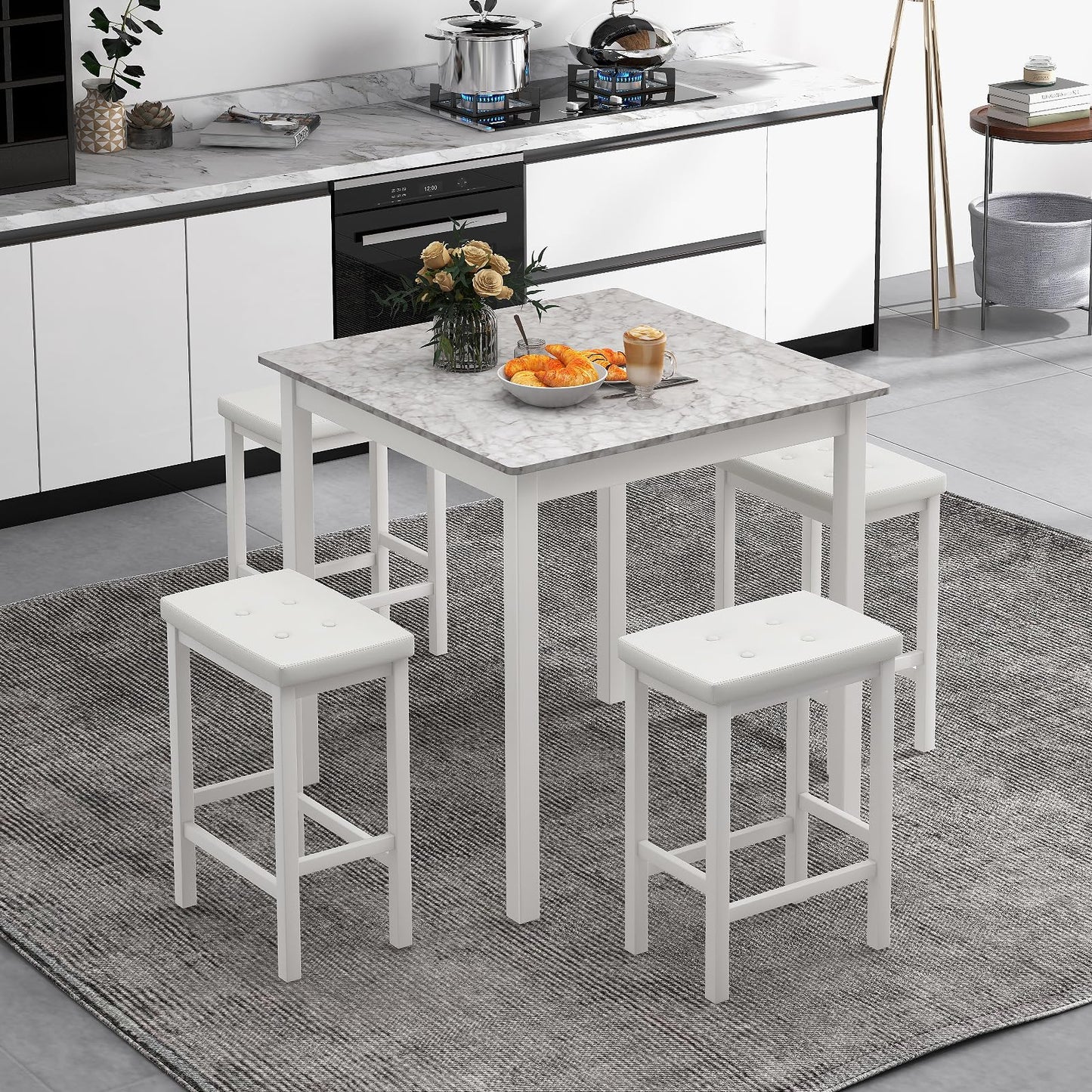 Tangkula 5-Piece Counter-Height Bar Table Set