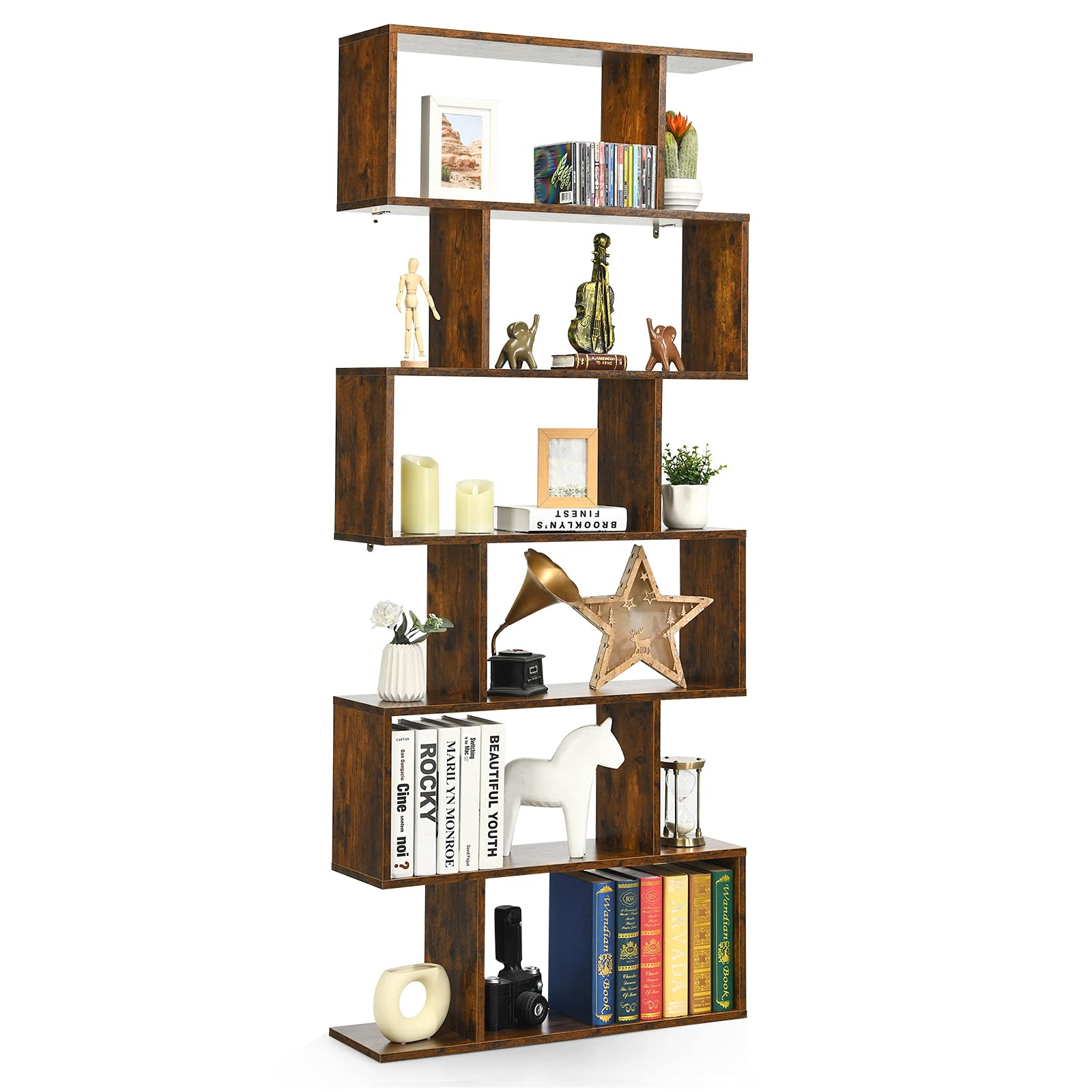 6-Tier Wooden Bookcase - Tangkula