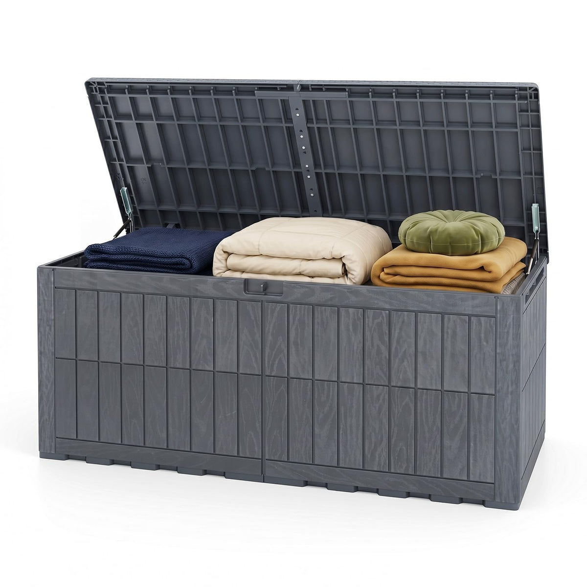 Tangkula 100/120/180 Gallon Waterproof Outdoor Storage Box with Lockable Lid