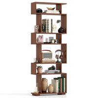 Tangkula 6 Tier S Shaped Bookshelf for Study