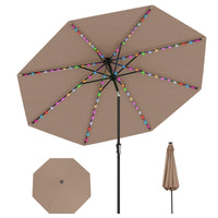Tangkula 10 FT Solar Patio Umbrella with 96 Multi Colored Flowing LED Lights