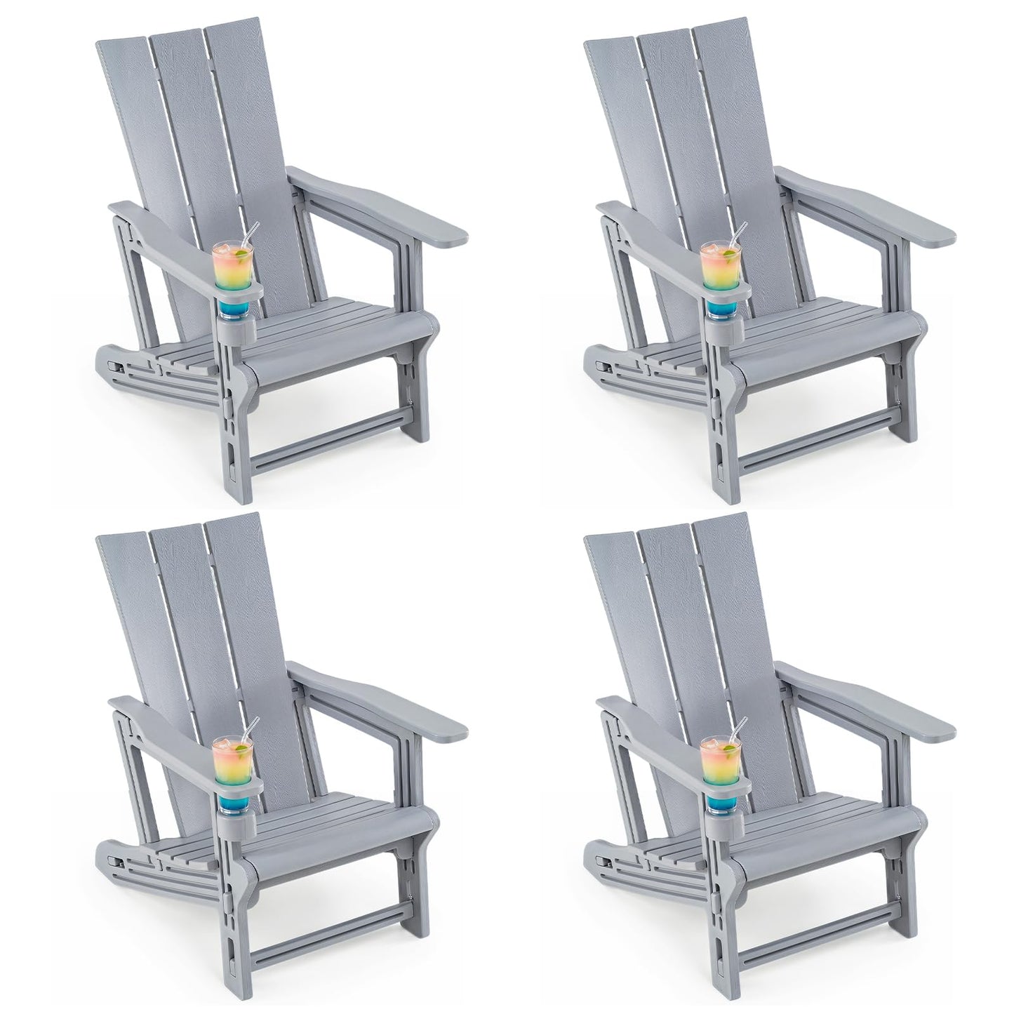 Tangkula Adirondack Chairs with Cup Holder for Garden