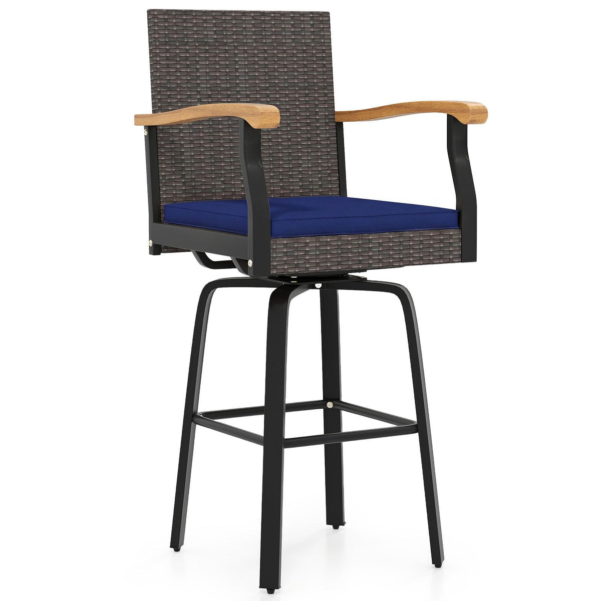 Tangkula Outdoor 360° Swivel Bar Stool for Backyard