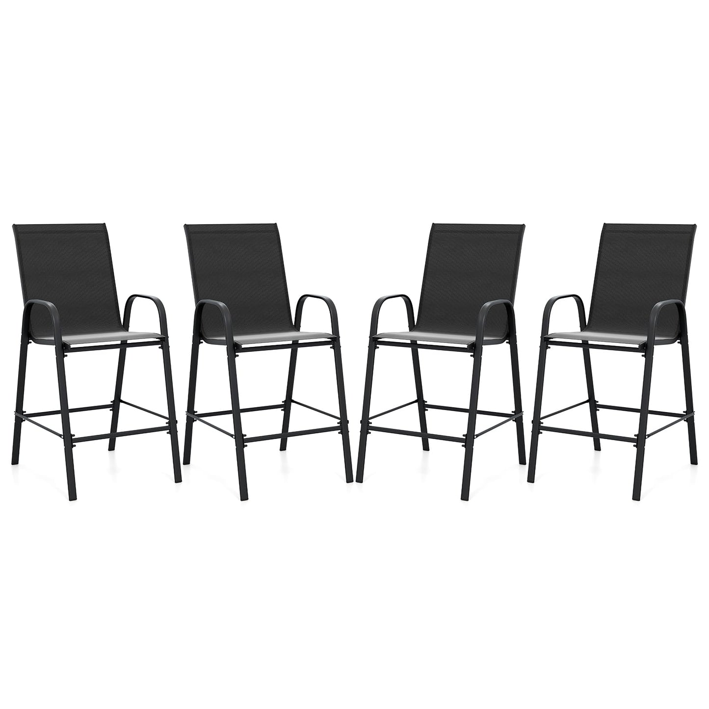 Tangkula Outdoor Bar Stools Set of 2/4 with High Back for Backyard Deck Pool