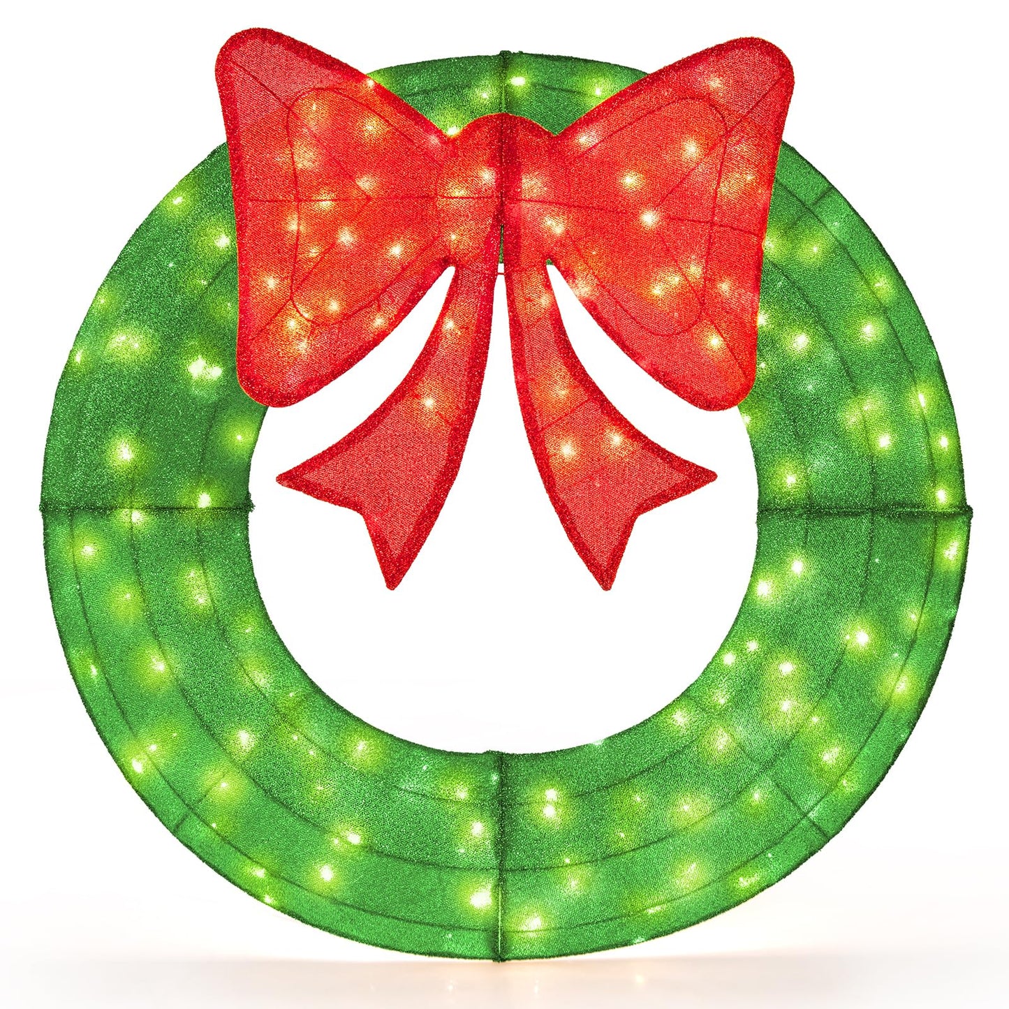 Tangkula 48 Inch Lighted Christmas Mesh Wreath