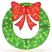Tangkula 48 Inch Lighted Christmas Mesh Wreath