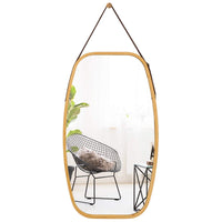 Tangkula Wall Hanging Mirror, Modern Rectangle Wall Bamboo Frame Mirror