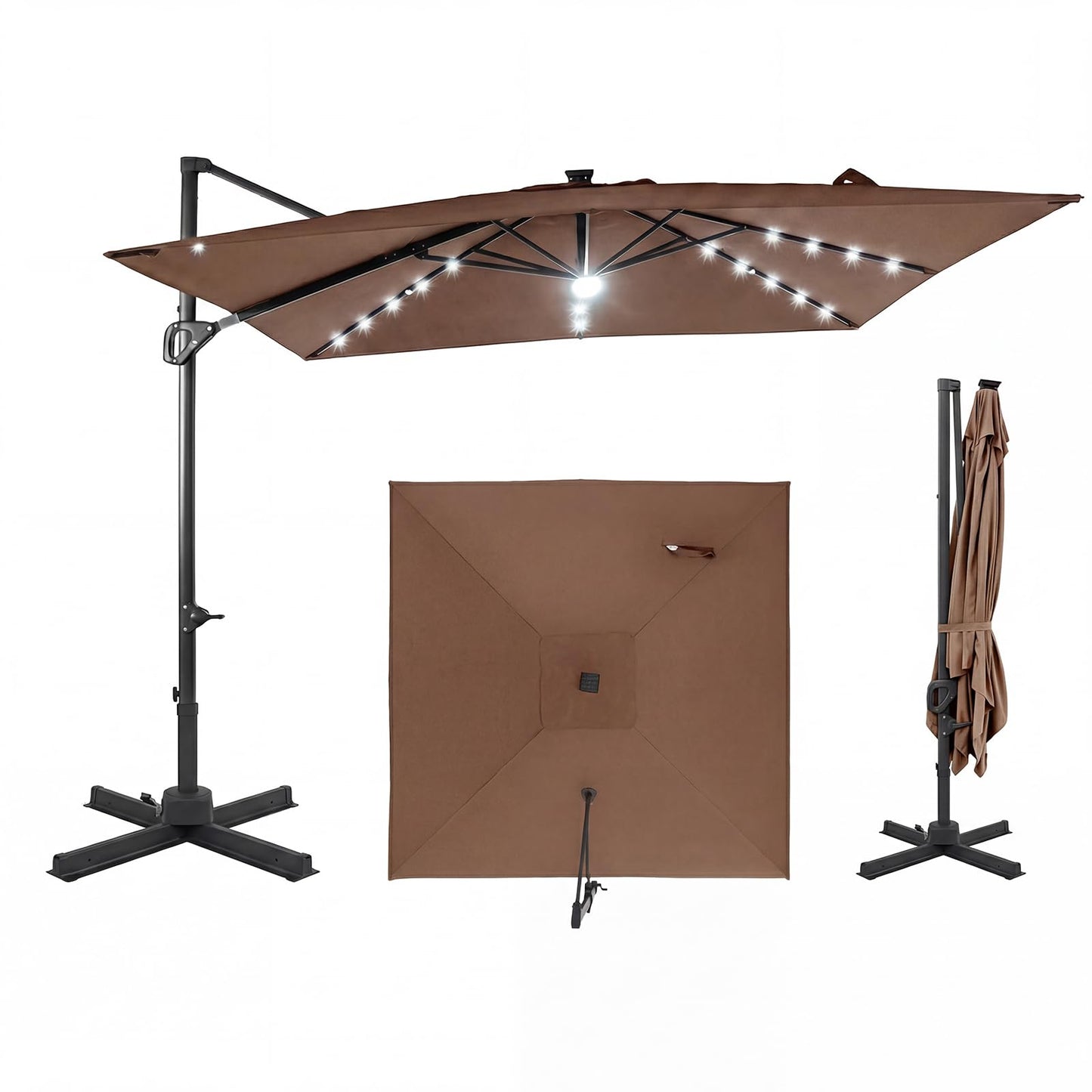 Tangkula 10ft Patio Umbrella with Solar Lights