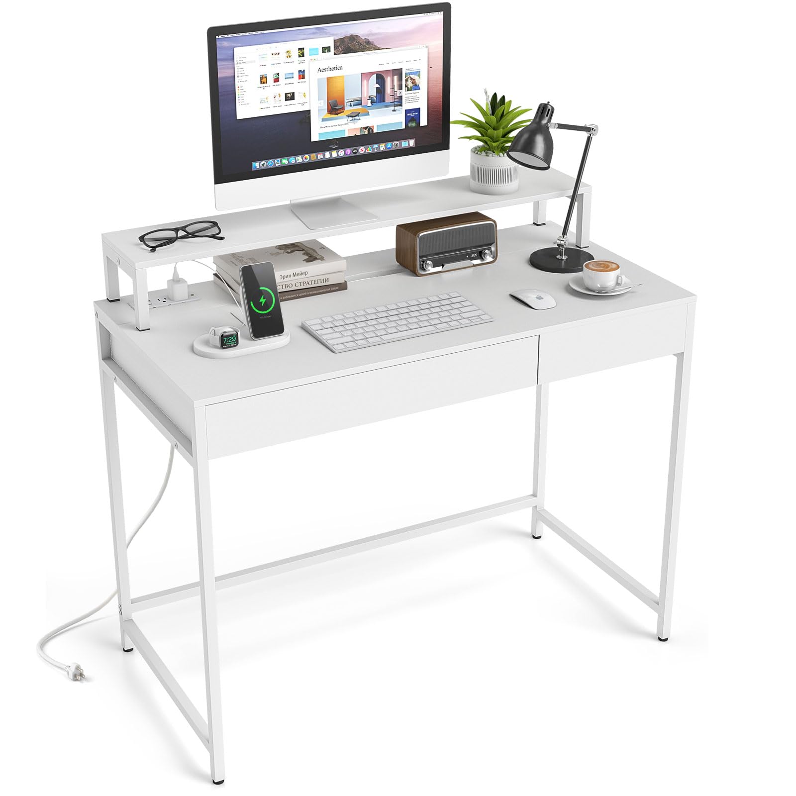 Computer Desk with Dual-use Drawer & Keyboard Tray