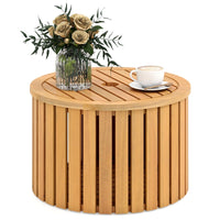 Tangkula 2-in-1 Outdoor Side Table with Storage for Backyard