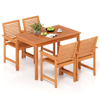 Tangkula 5 Pieces Patio Wood Dining Set for Deck Garden and Backyard