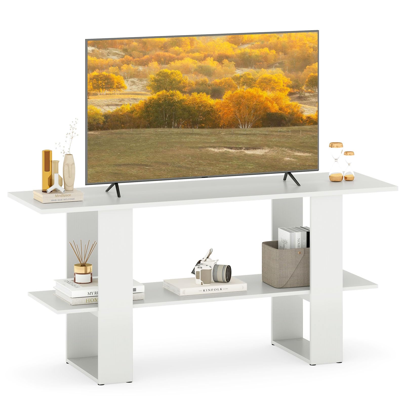 Tangkula 2-Tier TV Stand for TVs up to 55 Inch Entertainment Center