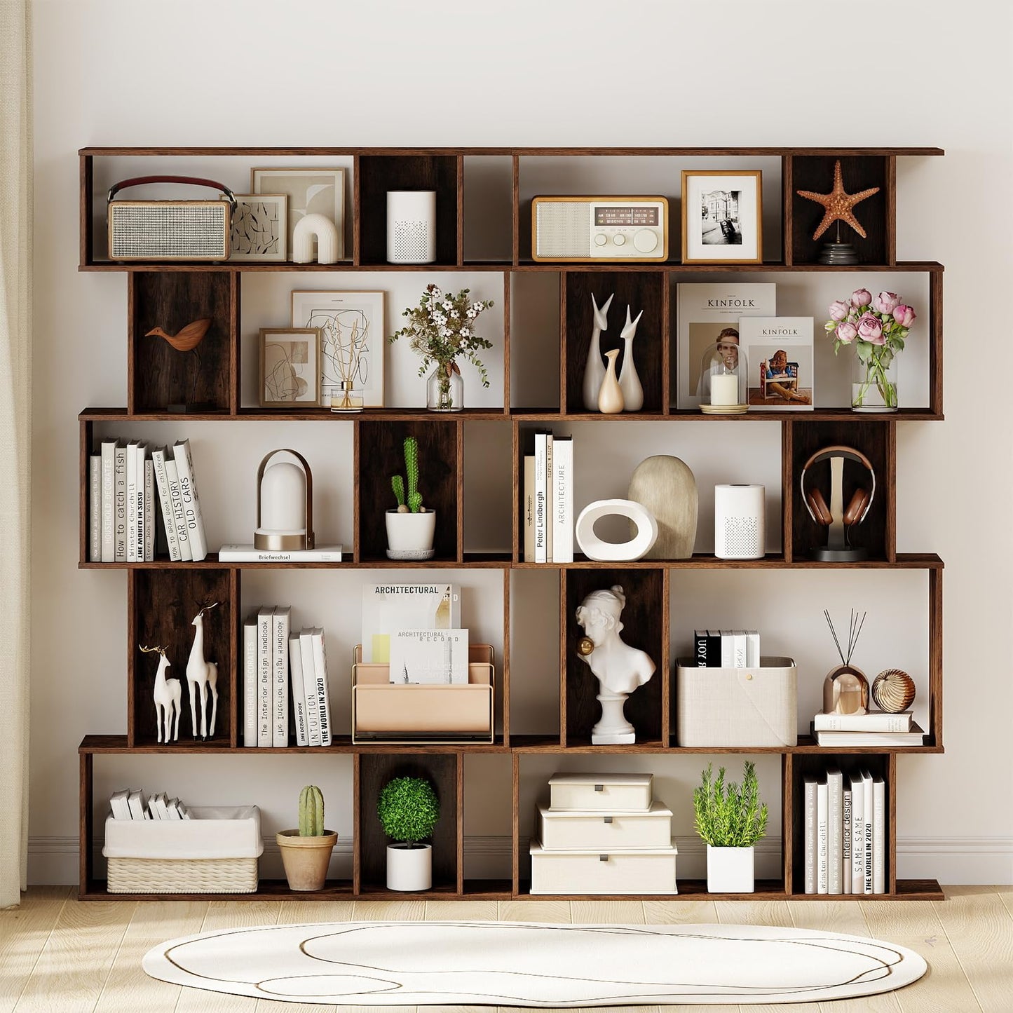 Tangkula 5-Tier Geometric Bookshelf 62”H Bookcase(1/2)