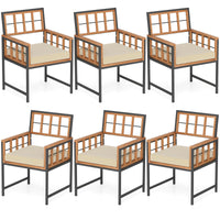 Tangkula Acacia Wood Patio Chairs Set of 6