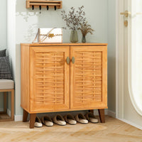 Tangkula Shoe Cabinet with 2 Doors w/ 3 Removable Shelves
