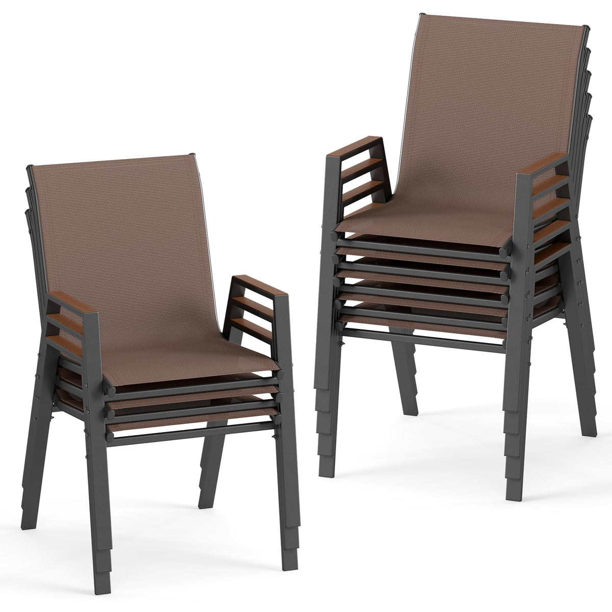 Tangkula Stackable Patio Chairs(4/8)