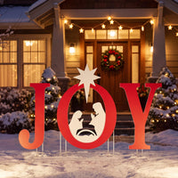 Tangkula 3 Pieces Outdoor Christmas Joy Nativity Yard Signs Decoration Set