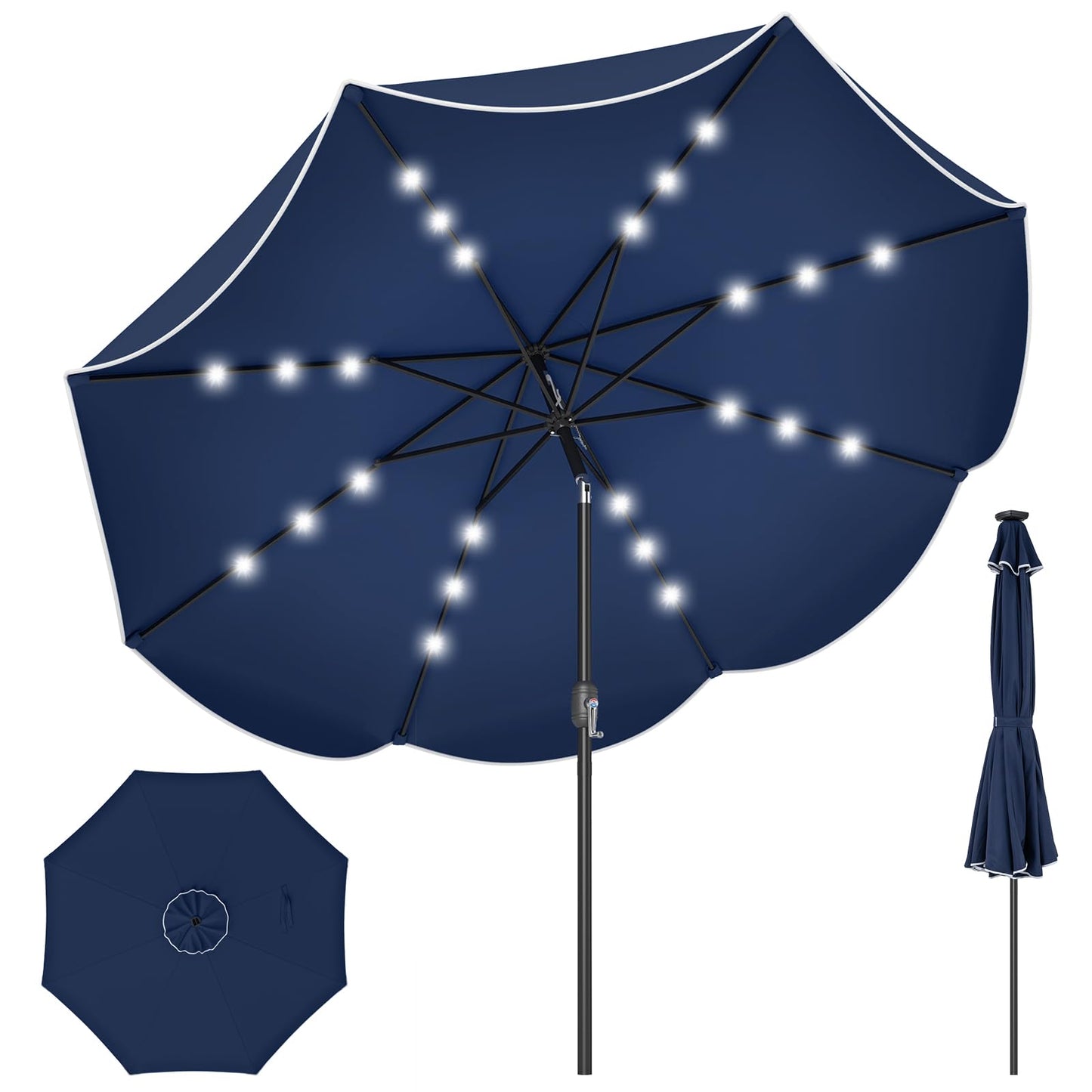 Tangkula 9 FT Solar Patio Umbrella with 24 LED Lights