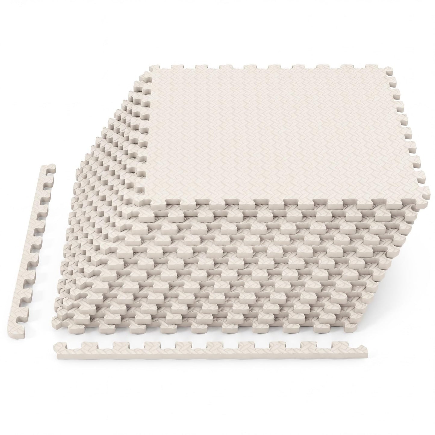 Tangkula 12/24/36/48 Pieces EVA Exercise Floor Mats with Border, 1/2" Interlocking Soft Foam Puzzle Play Mats