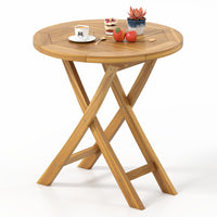 Tangkula 27.5 Inch Patio Bistro Table with Slatted Tabletop
