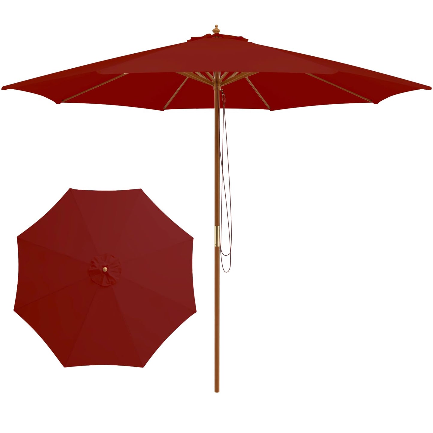 Tangkula 10FT Patio Umbrella, Outdoor Table Market Umbrella w/8 Wooden Ribs