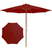 Tangkula 10FT Patio Umbrella, Outdoor Table Market Umbrella w/8 Wooden Ribs