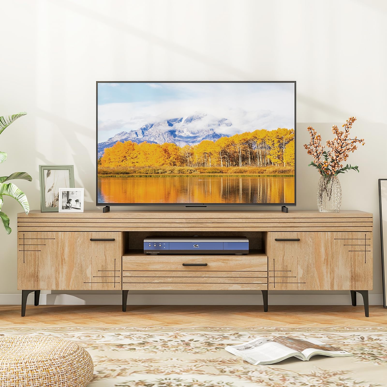 Tangkula Mid Century Modern TV Stand for 65 Inch TVs