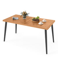 Tangkula 63" Outdoor Indoor Dining Table with Acacia Wood Slatted Tabletop