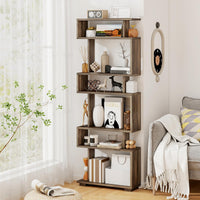 Tangkula 64" Tall 6-Tier S Shaped Bookcase with Anti-Tipping Kit