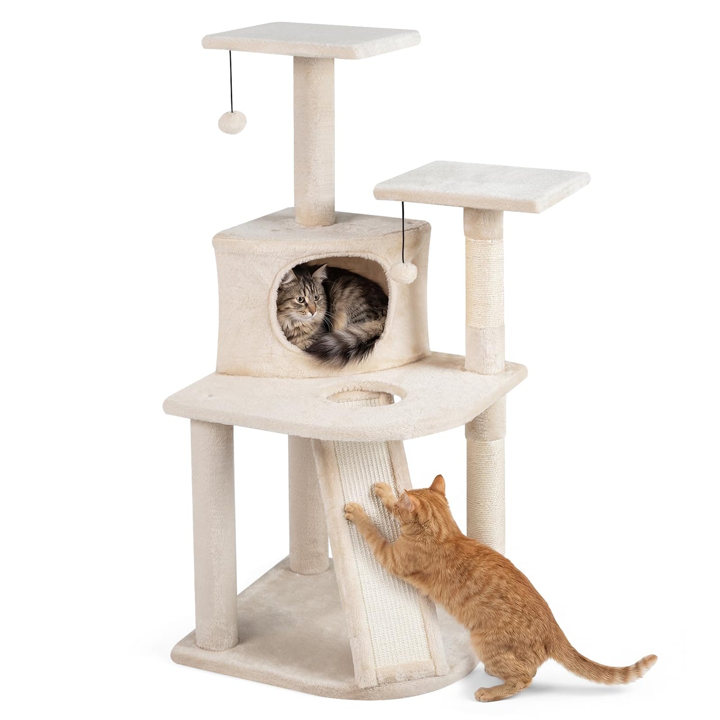 Tangkula Corner Cat Tree with Top Perches & Cozy Condo