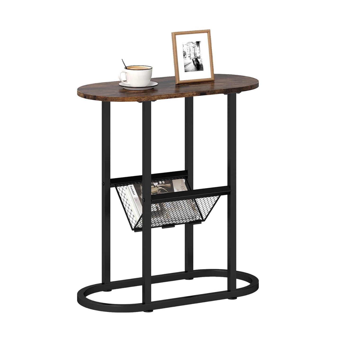 Tangkula Table d'appoint ovale étroite pour salon chambre à coucher