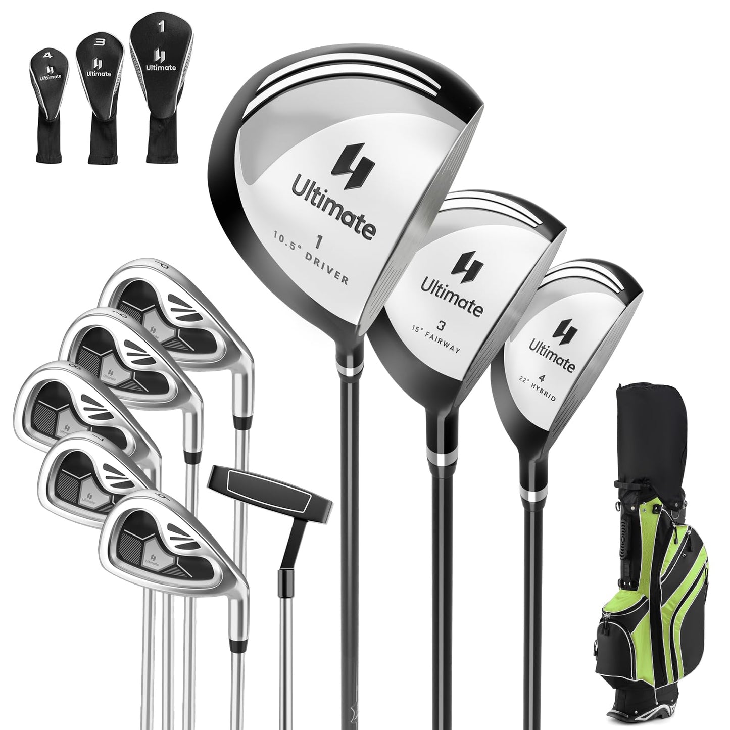 Tangkula Ensemble complet de 10 clubs de golf pour homme, droitier
