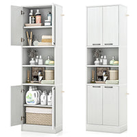 Tangkula 75" Tall Bathroom Storage Cabinet, Bathroom Floor Cabinet with 4 Doors & 2 Open Shelves