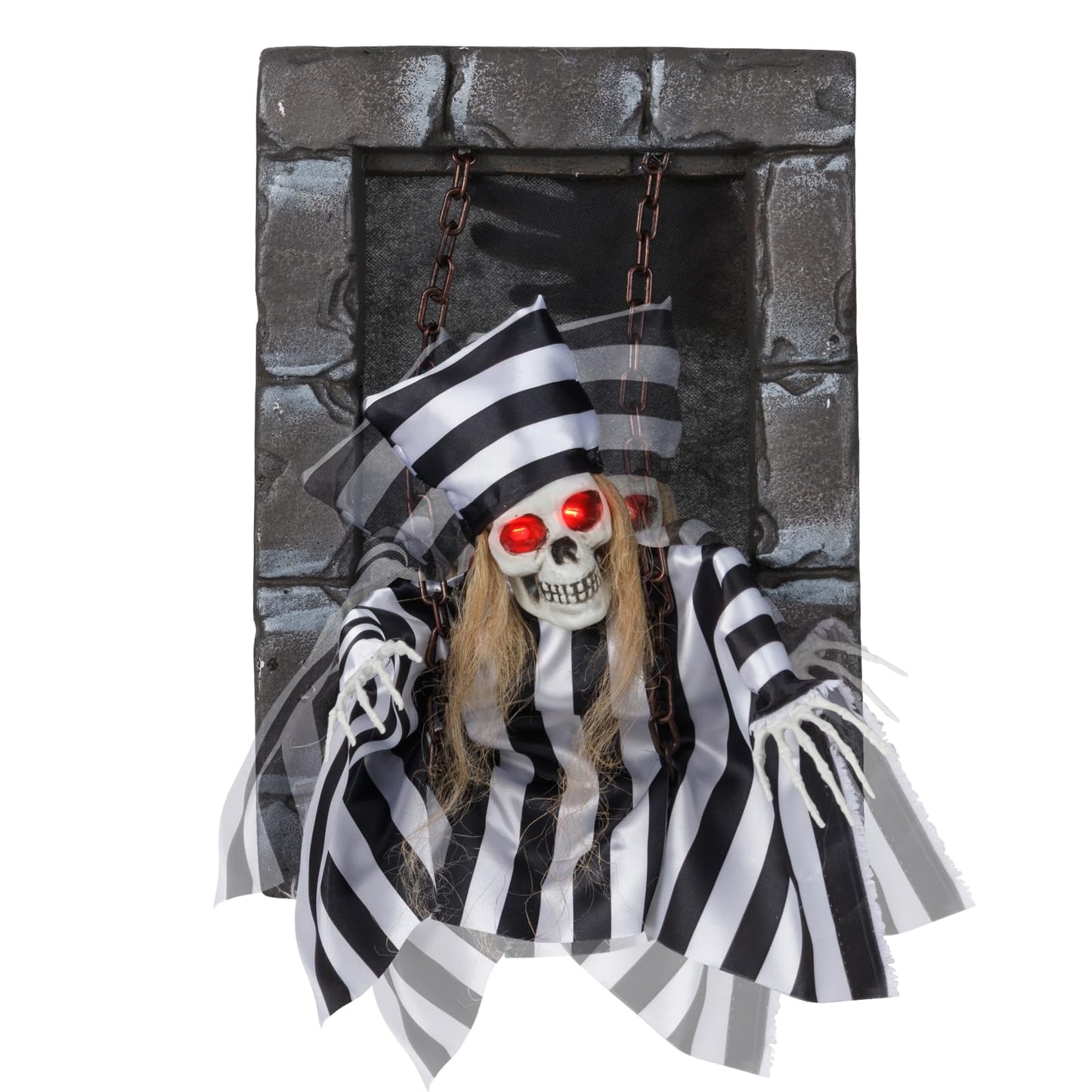 Décoration d'Halloween animée Tangkula, prisonnier crâne suspendu de 45 cm