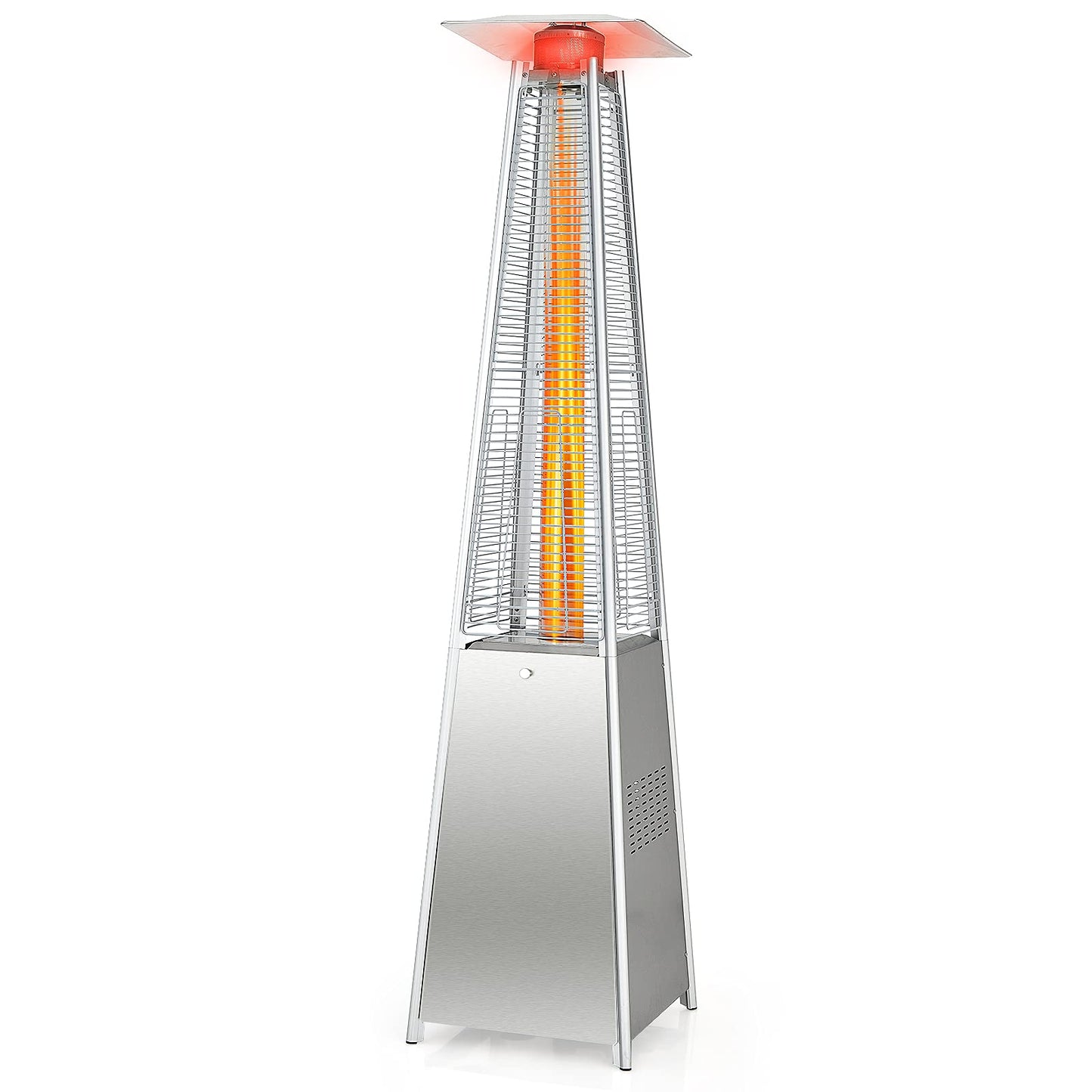 Tangkula 90-inch Outdoor Patio Heater, 42000 BTU Portable Pyramid Propane Heater with Wheels, Quartz Glass Tube