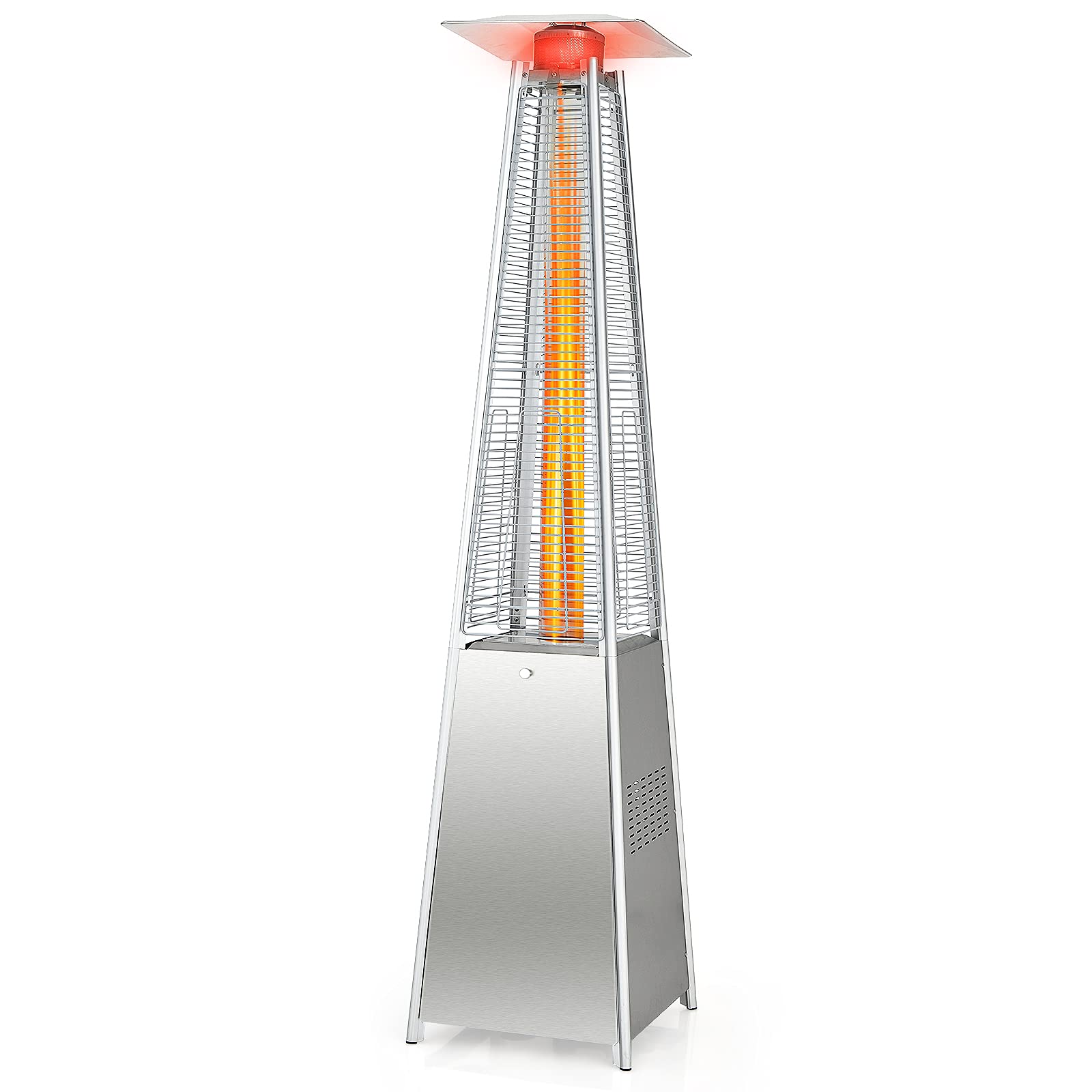 Tangkula 90-inch Outdoor Patio Heater, 42000 BTU Portable Pyramid Propane Heater with Wheels, Quartz Glass Tube
