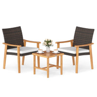 Ensemble de mobilier de patio en osier PE Tangkula 3 pièces pour véranda