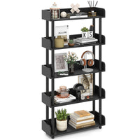 Tangkula 5-Tier Bookshelf Multipurpose Wood Standing Display Rack(1/2)