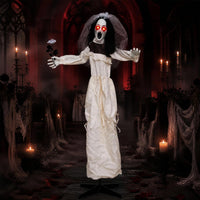 Tangkula 5.7 FT Halloween Standing Animatronics Ghost Bride with Flower