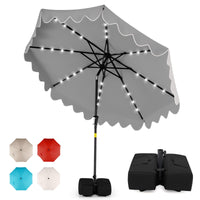 Tangkula 9 FT/10 FT Solar Patio Umbrella with Base Included 32 LED Lights