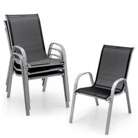 Tangkula 4 Pieces Patio Dining Chairs, Outdoor Stackable All Weather Heavy Duty Dining Chairs Set with Armrests