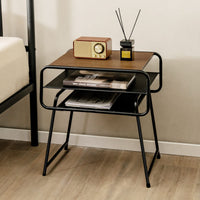 Tangkula Table d'appoint à 3 niveaux avec étagère de rangement