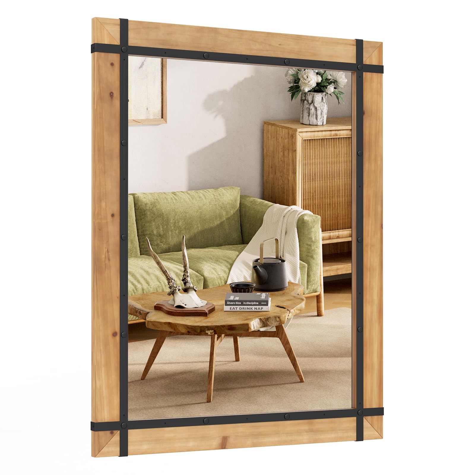Tangkula 40" x 30" Inch Farmhouse Wall Mirror