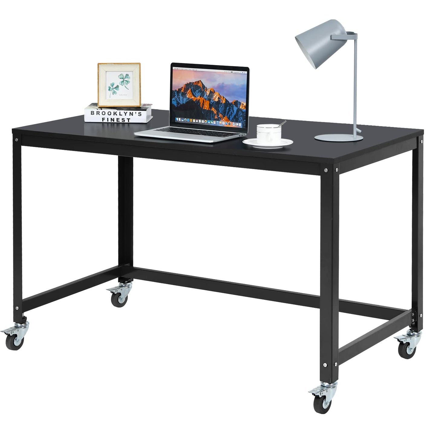 Mobile Computer Desk, Simple Style Rolling Home Office Desk Study Table Writing Desk
