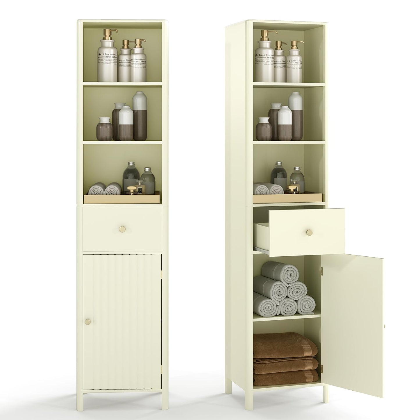 Tangkula 67" Tall Bathroom Cabinet Narrow Floor Cabinet