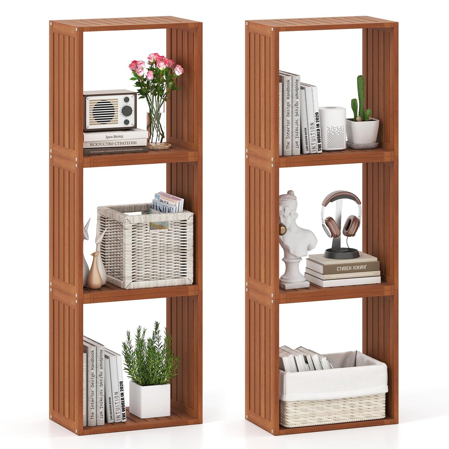 Tangkula 3/6 Cube Storage Organizers Stackable Bookcase Shelves(1/2)