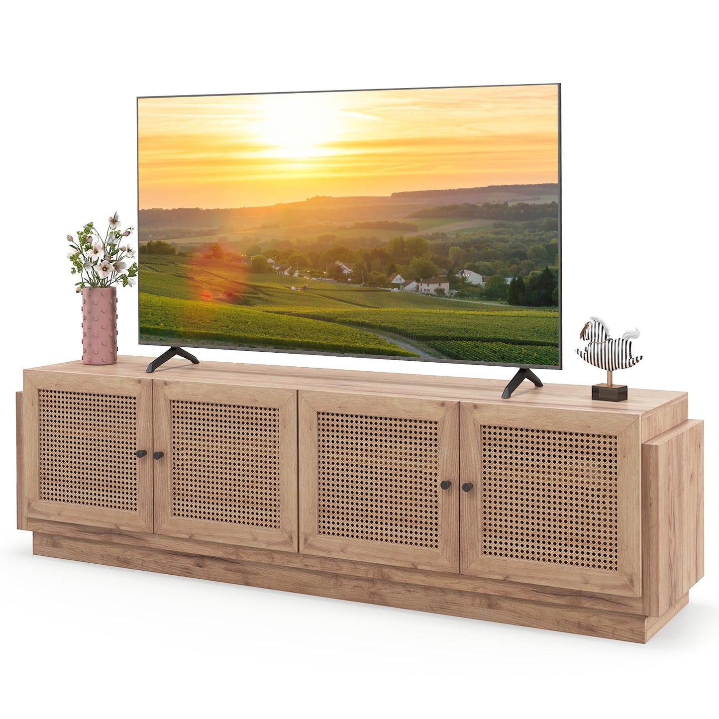 Meuble TV Tangkula de style campagnard pour téléviseurs jusqu'à 75 pouces