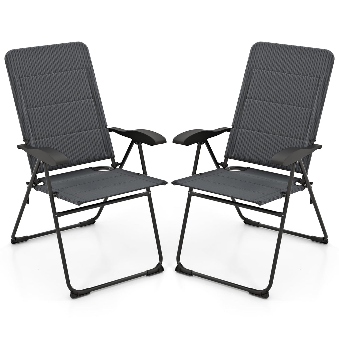 Tangkula Patio Chairs Set of 2/4, Folding Patio Dining Chairs with 7 Adjustable Backrest Positions